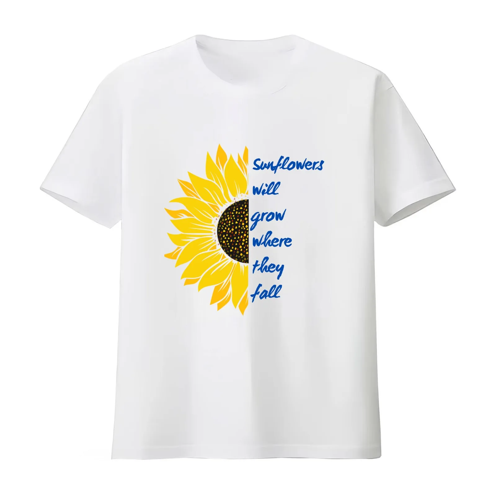 Sunflowers will grow where they fall T-Shirt Summer Casual Cotton Tee Oversized Streetwear Tops Vintage Graphic Print