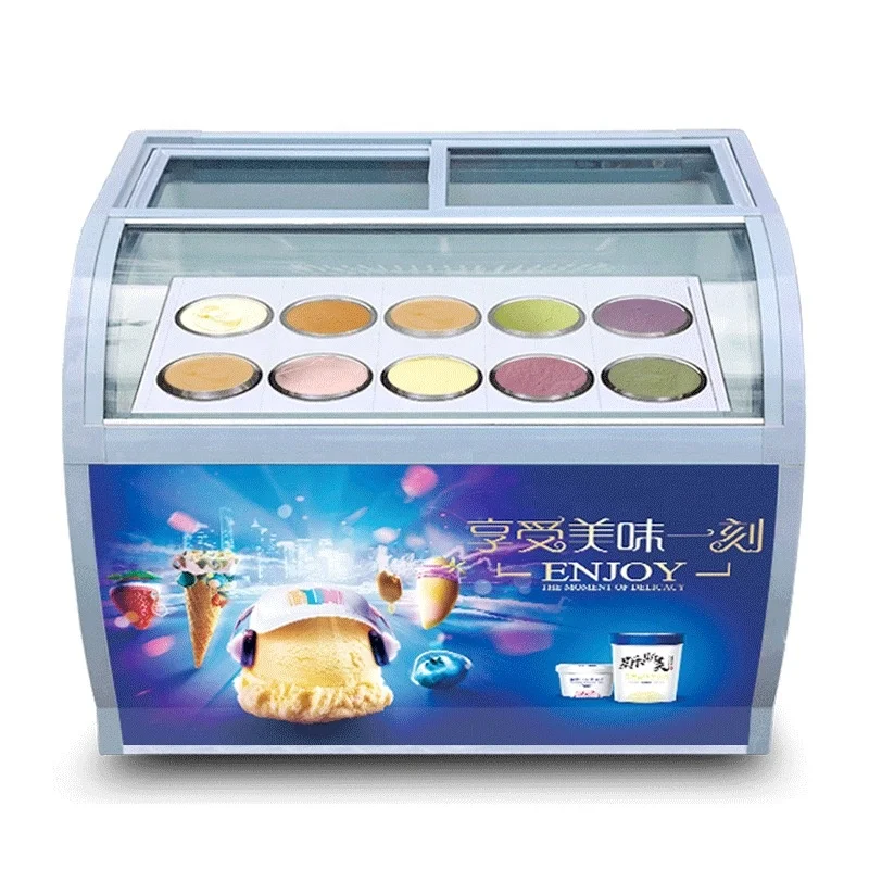 High Quality Commercial Ice Cream Cabinets Horizontal Display Cooler with Open Door Electric Heating Wire Fog Removal Cooling