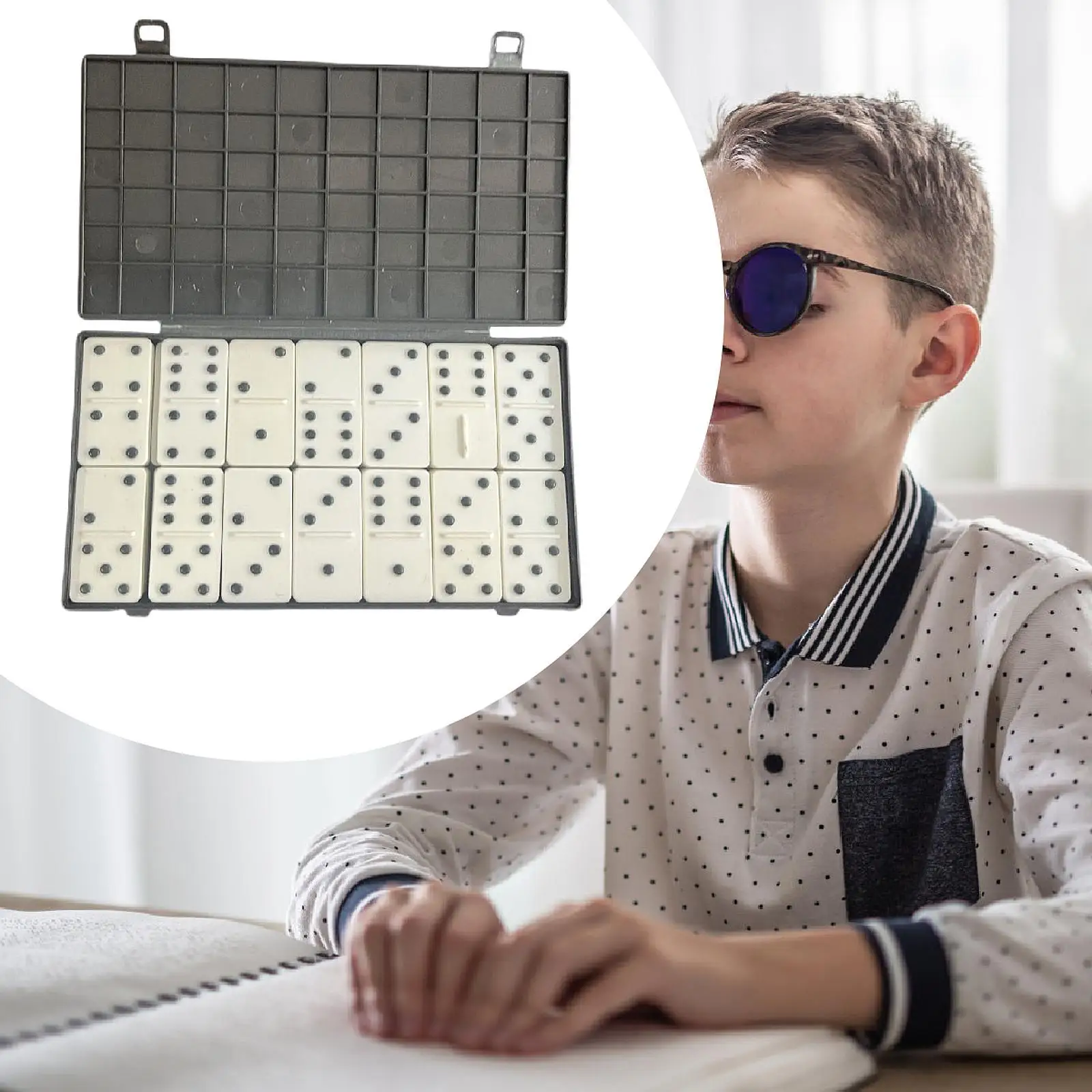 

Двойные шесть домино с приподнятыми точками для слепых, набор домино из 28 плиток, игрушка, классическая настольная игра для обучения, семейных развлечений