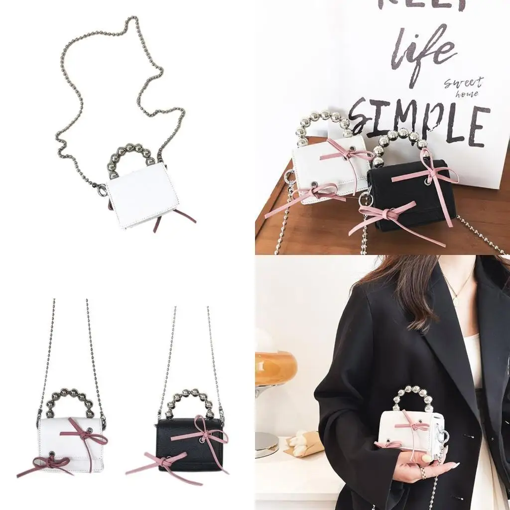 

D46D Mini Chain Bag with Bow Decoration Shoulder Crossbody Bags for Women Girls