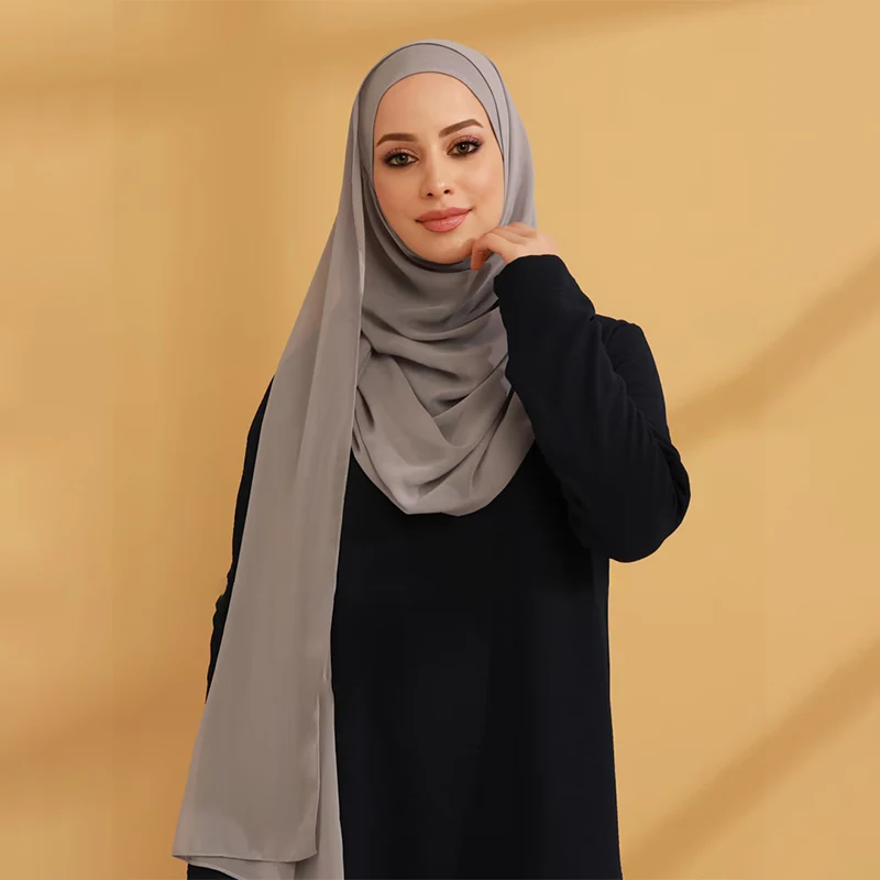 Hot Selling Chiffon Hijab with a Matching Cotton Inner for Women Hijab Shawl Underscarf