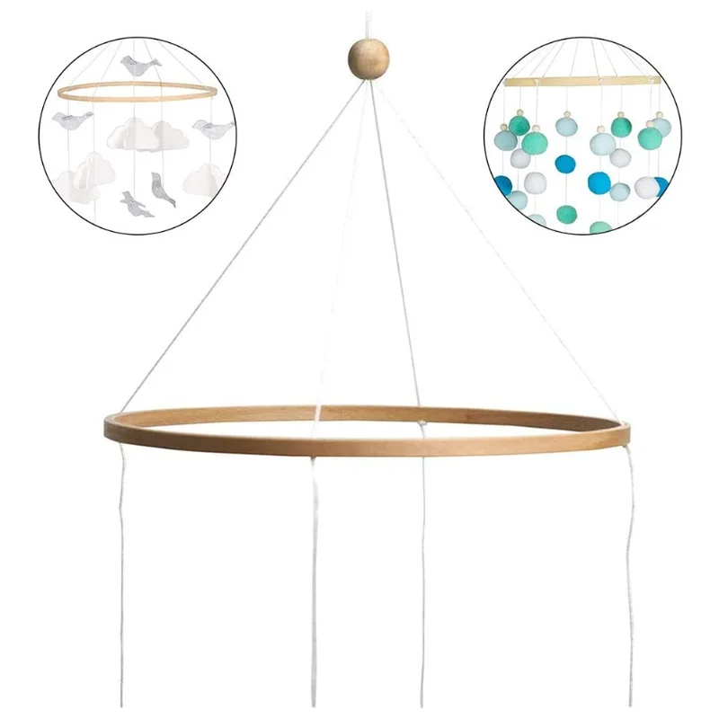 C5 Handmade Diy Wind Chimes Circle Nursery Wooden Mobile, Circular Semi-Circular Wood Wind Chime Craft Kit Decoration For Home