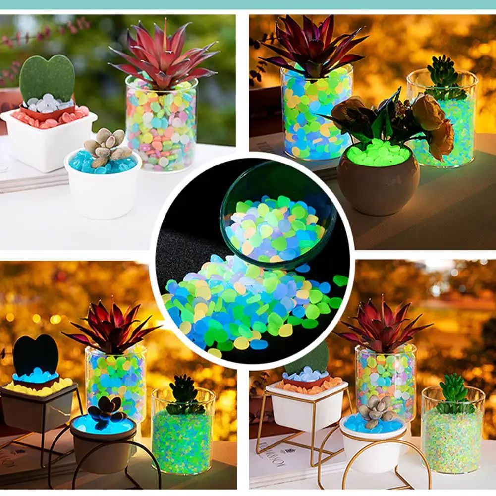 Fish Tank Small Luminous Stone Colorful Glowing Bright Stone Garden Toys Decoration Home Pebbles Fluorescent Landscaping U0N0