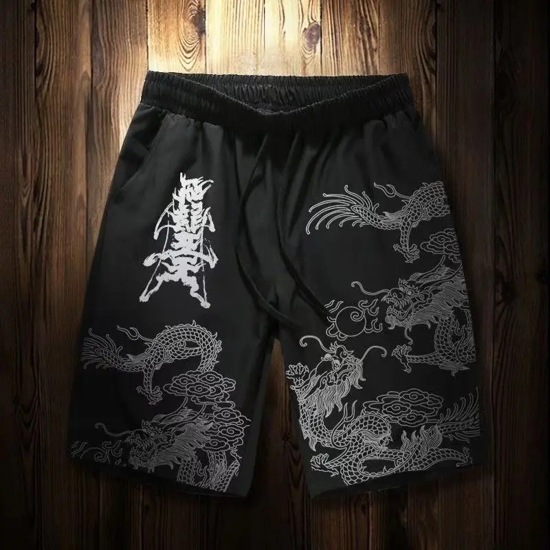 Europe, America and Other Hot-selling Chinese Dragon Element Summer Shorts Men\'s National Tide Loose Leisure Trend New Models