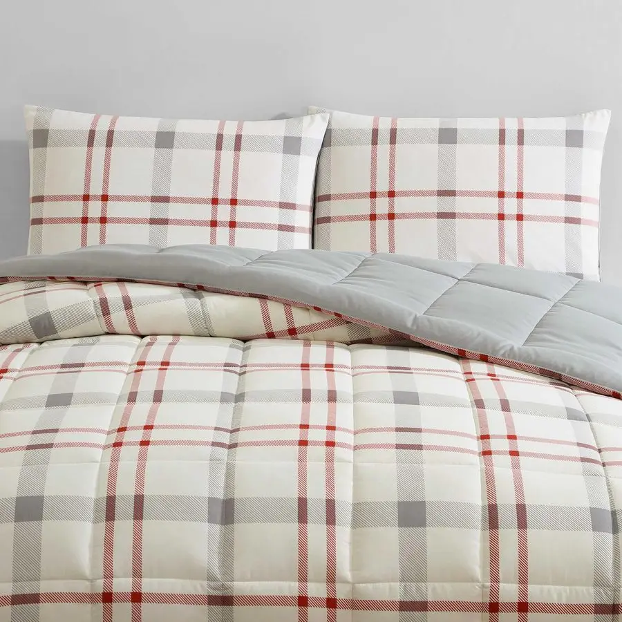 

Home Portage Bay Collection 100 Cotton, Soft amp Cozy Premium Quality Plaid Duvet Cover with Matching Sham, Machine Washable, 3