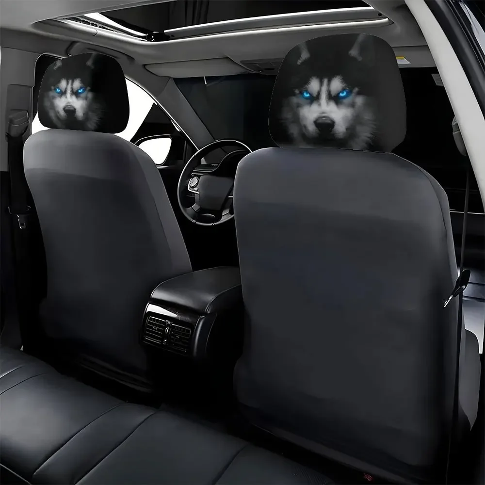 Exclusive Holiday Gift for Your Boyfriend: 2 Black Timberwolf Breathable Car Headrest Covers, Car Interior, Washable