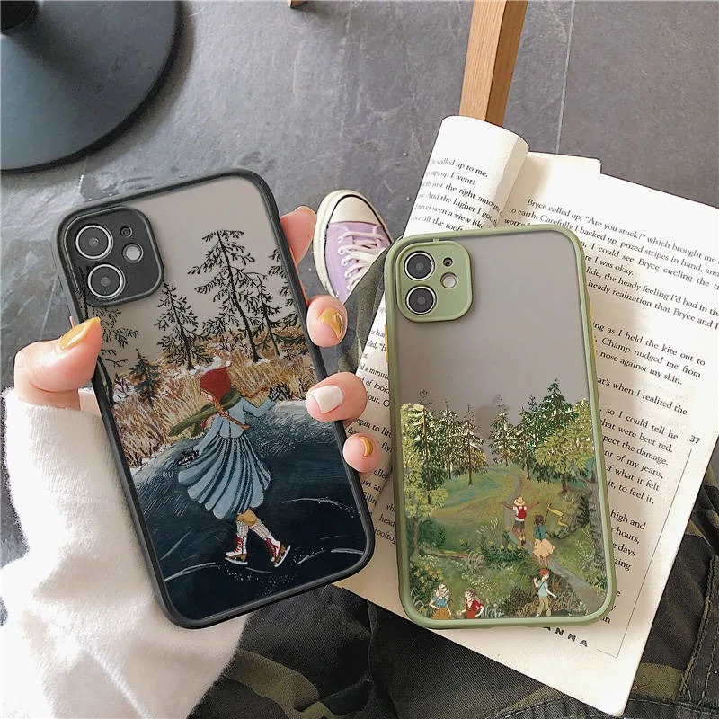 Cartoon Snow Mountain Scenery Phone Case For iPhone 16 15 14 13 12 11 Pro Max Mini X XS SE 7 8 Plus Shockproof Soft Cover Fundas