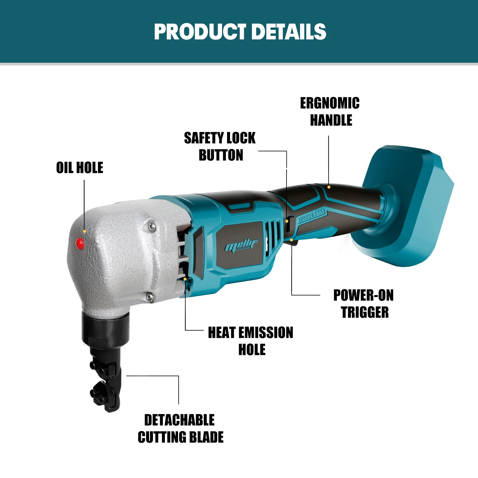 

Cordless Metal Nibbler for Makita 18V BL1830 Battery Brushless Electric Power Metal Shear for Metal, Stainless Steel, Aluminium