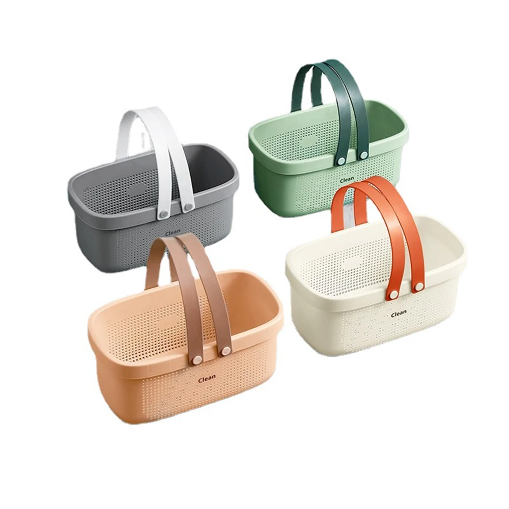 Durable Plastic Laundry Basket Large Capacity Clothes Organizer with Silicone Handle for Shower Bathroom Washhouse organiser