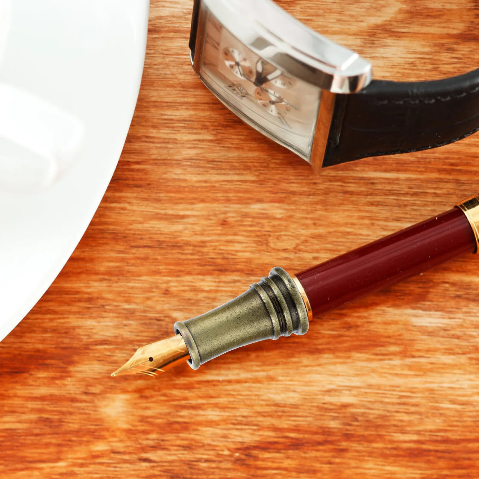 

3Pcs Metal Pen Holder Single Pen Stand Copper Desk Base Organizer for Home Office Desktop Pencil Holder Quill-Pen Support