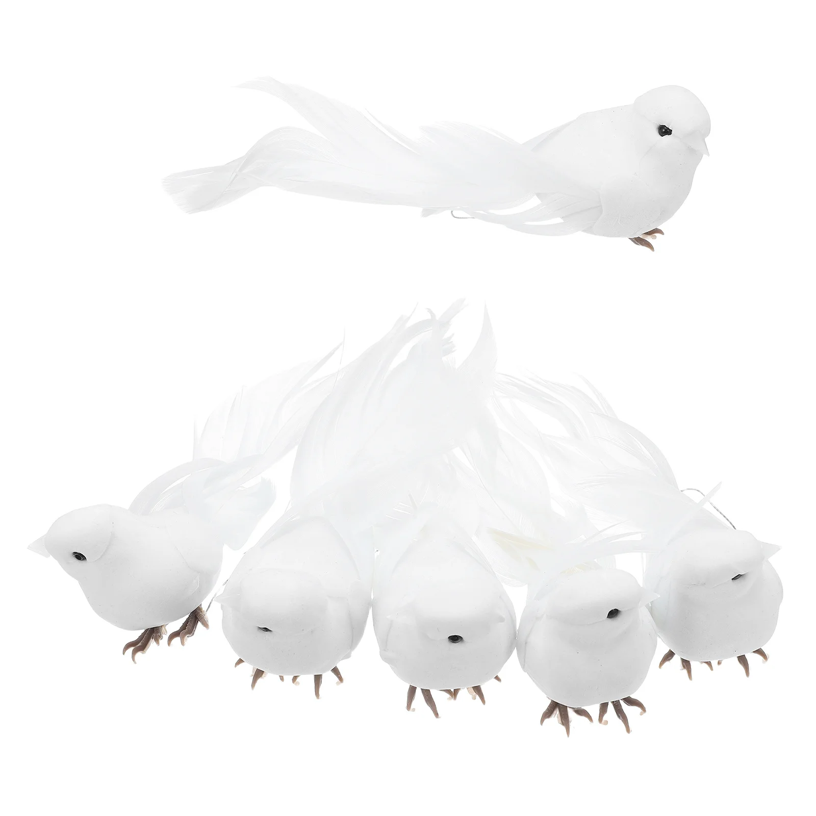 

6Pcs Realistic White Artificial Doves Lightweight Foam Birds for Wedding Party Christmas Tree Decoration Artificial Pigeons