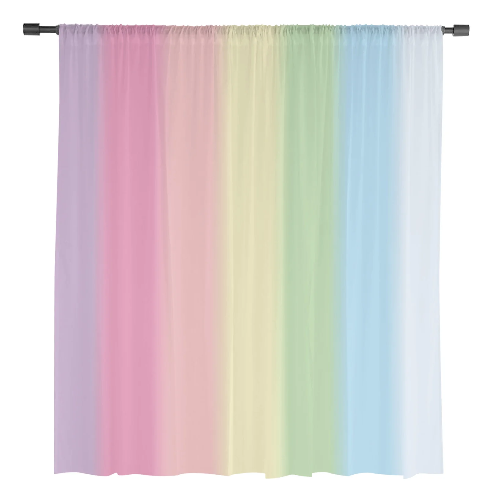 Candy Rainbow Stripes Sheer Curtains for Living Room Decoration Window Curtains for Kitchen Tulle Voile Organza Curtains