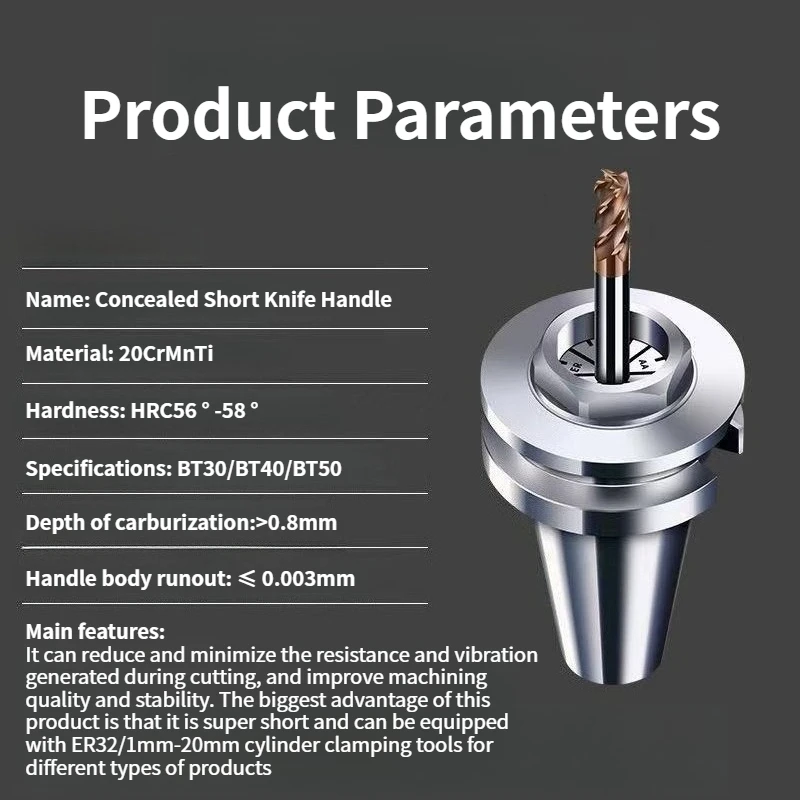 Precision DIN69871 Short Cone Tool Holder SK40 CAT4 BT40 ER32 35L BT30 ER32 Nuts Built inside Collet Chuck for CNC lathe machine