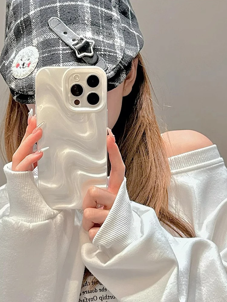 Stilvolle 3D-Wellen-Handyhülle mit glänzendem, pinkfarbenem Rückenteil für iPhone Air 11 12 13 14 15 17 18 Pro Max – Detail 14