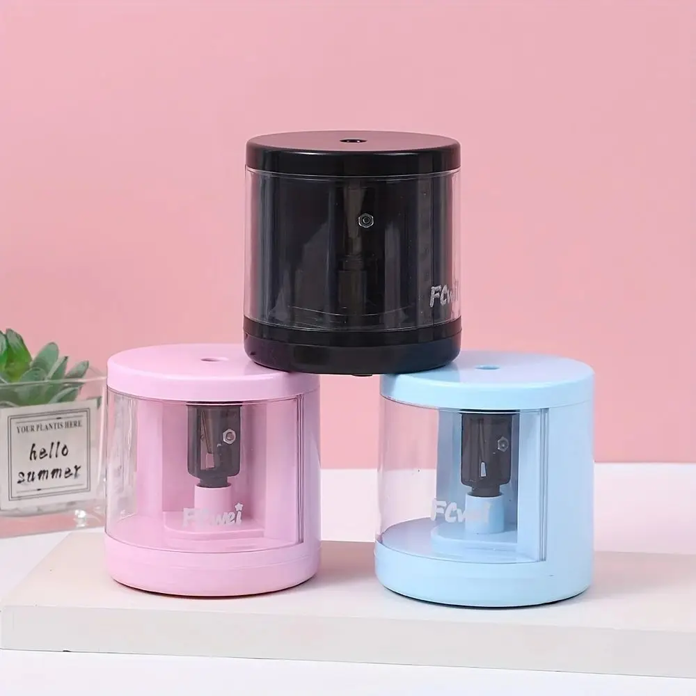 براية قلم رصاص كهربائية أسطوانية بسيطة ، إكسسوارات مكتبية صغيرة محمولة ، مناسبة للمدرسة والمكاتب ، 1 * *