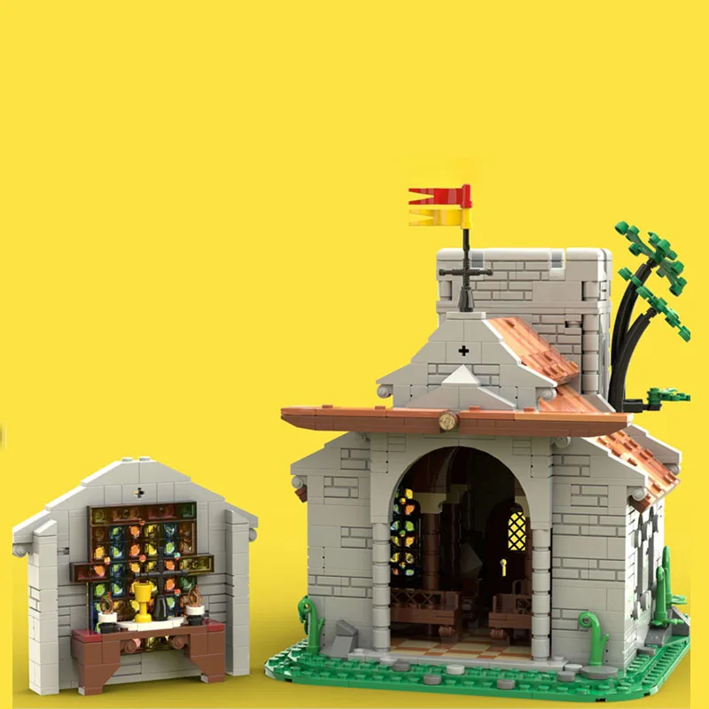 Bloques de construcción MOC para niños, juguete de ladrillos para armar castillo Medieval de la iglesia de caballeros medievales, ideal para regalo, código 1449, compatible con 10305