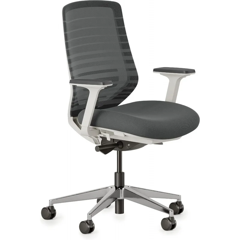 

Adjustable Lumbar Support Desk Chair, Breathable Mesh Backrest with Smooth Wheels, Graphite & White Versatile Office Chair