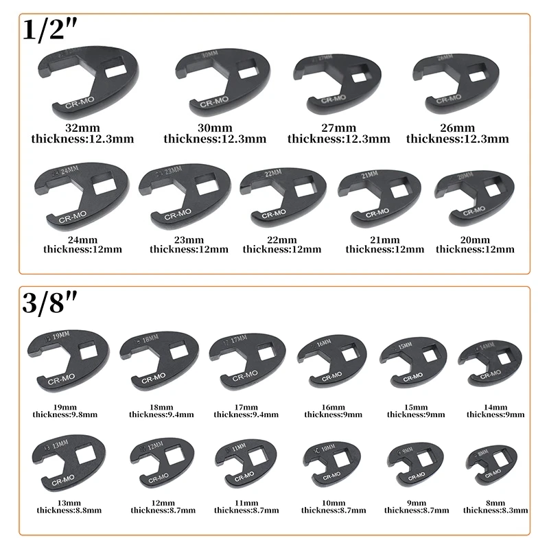 21-Piece Set Multifunctional YouTube Wrench Open Wrench Head U-joint 8-24mm Special Tool for Narrow Spaces