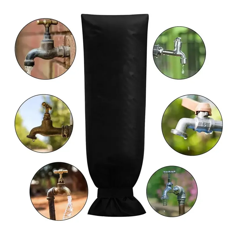 75STO-cubiertas para babero de manguera, calcetines con pechera para manguera de agua, cubiertas para grifos negros para exteriores para invierno, suministros de cobertura de tuberías resistentes e impermeables