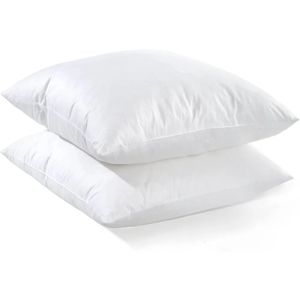 

Set of 2 Premium Down Feather Euro Pillow Inserts, 26x26 Inches - Hypoallergenic, Machine Washable, Plush for Couch and Bed