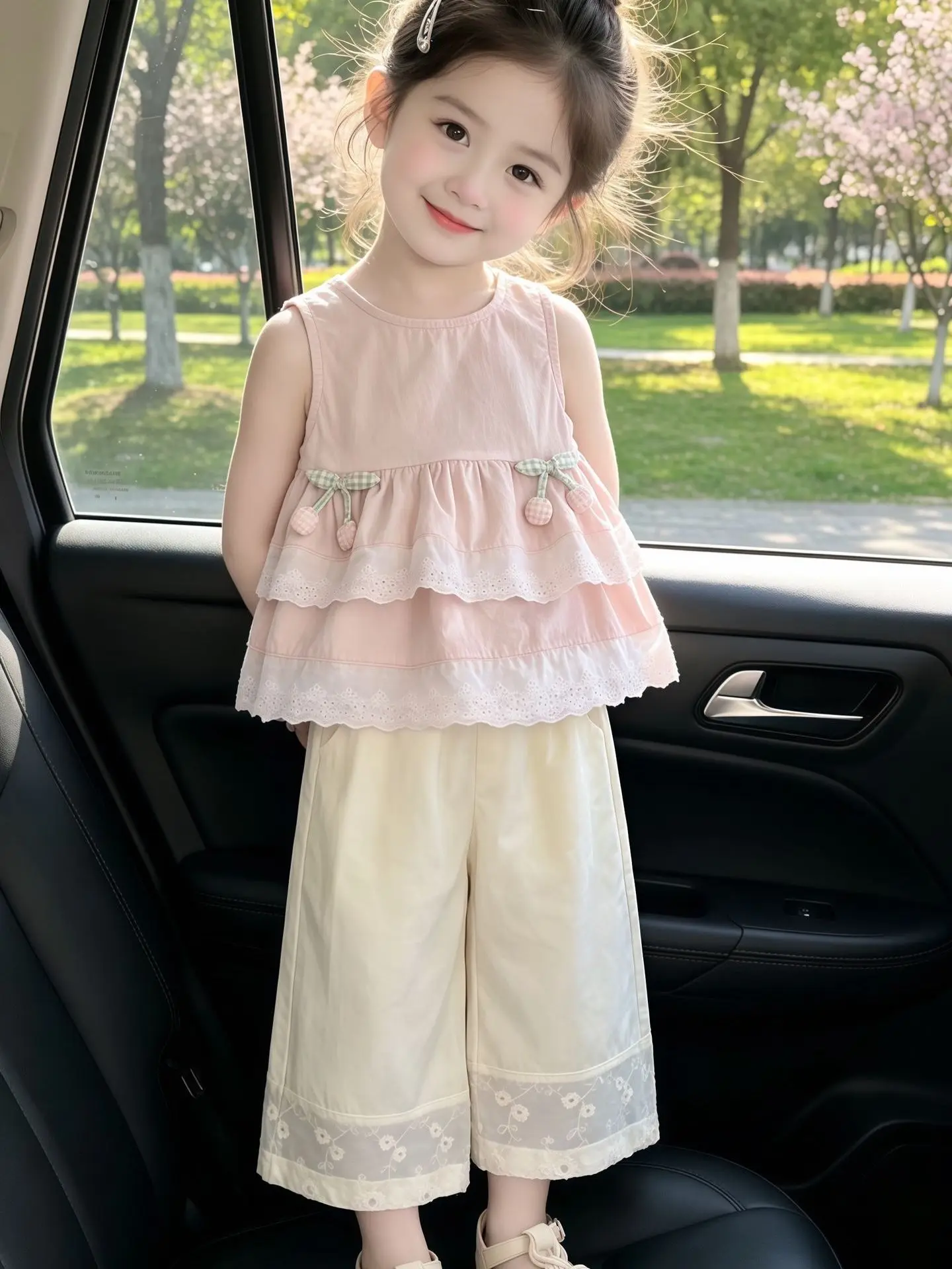 fashionable-child-girl's-summer-outfit-set-korean-style-sleeveless-wide-leg-pants-two-piece-suit-lightweight-breathable-clothes