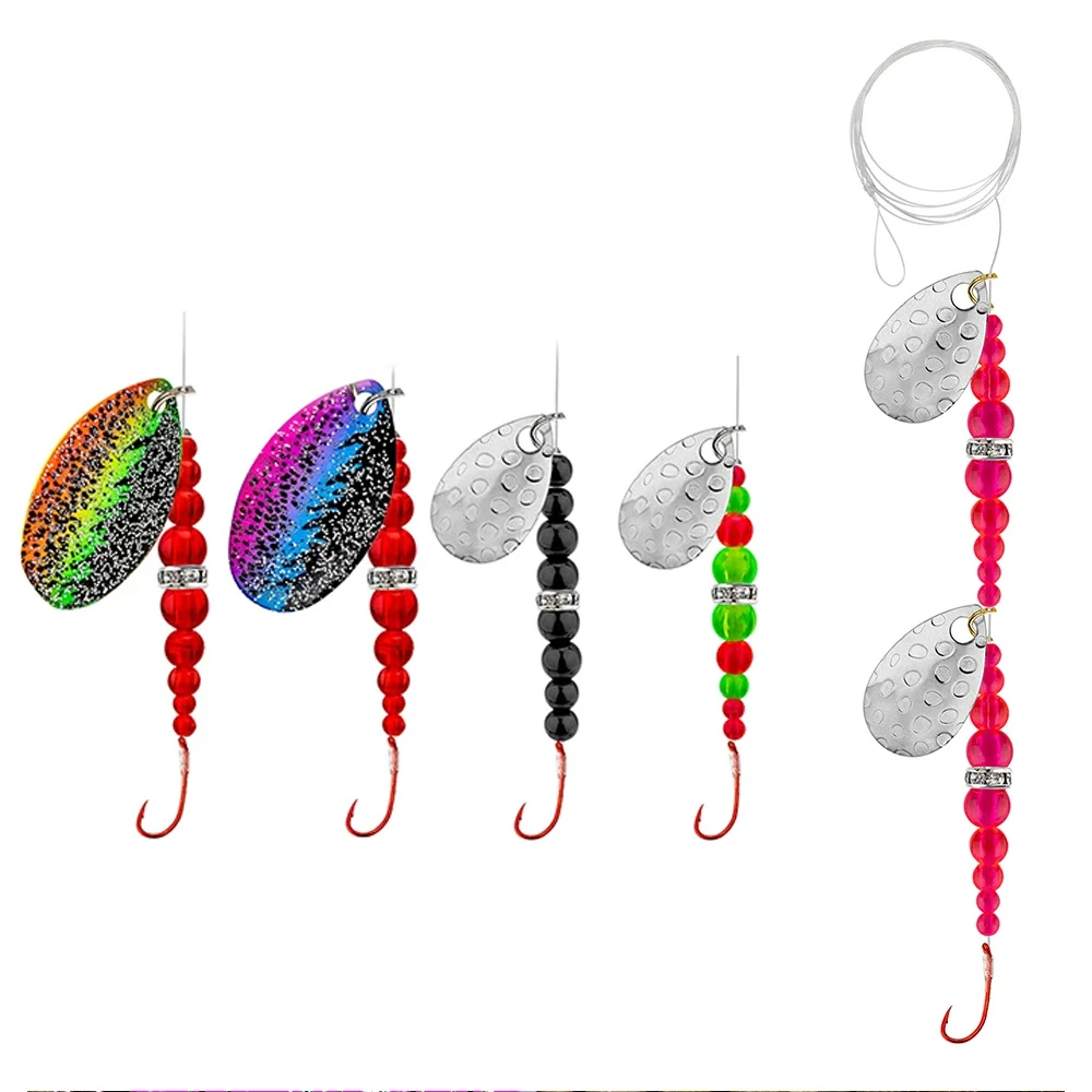 

Qualy 5pcs Fishing Trout Lures Metal Spoons Hard Bait Spinner Sequins Fishing Spoon with Single Hook Fishing Lure For Pike