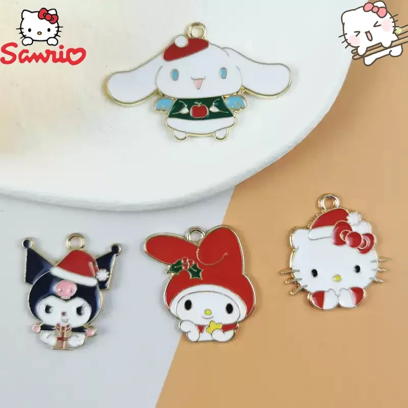 Sanrio Cat Charm for Jewelry Making Enamel Necklace Pendant Hello Kitty Kuromi Alloy Drop Oil DIY Accessories