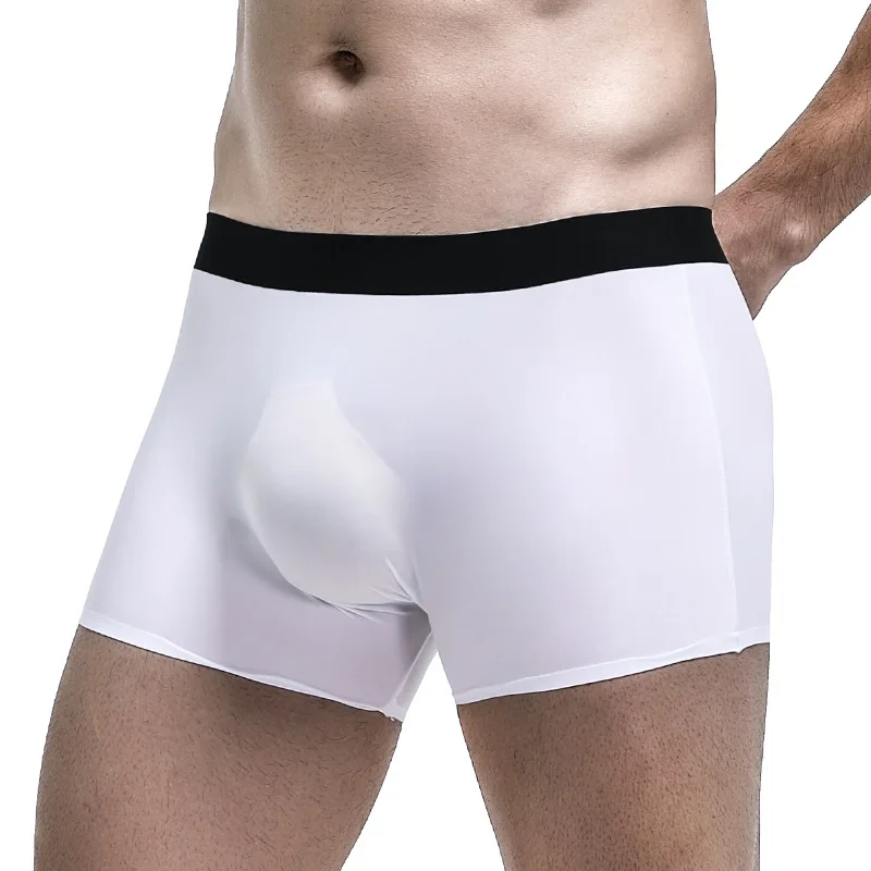 

Mens Underwear Boxers Seamless Nylon Ice Silk Panties Man Breathable Mid-rise U Convex Pouch Underpants Male Boxershorts Cueca