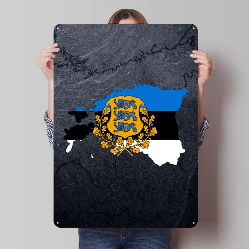 Металлический плакат с изображением флага Эстонии, Карта страны, металлическая Настенная роспись, украшение для спальни, украшение для дома, Роскошный декор для ванной комнаты, эстетика Металлический плакат с изображением флага Эстонии, Карта страны, металлическая Настенная роспись, украшение для спальни, украшение для дома, Роскошный декор для ванной комнаты, эстетика