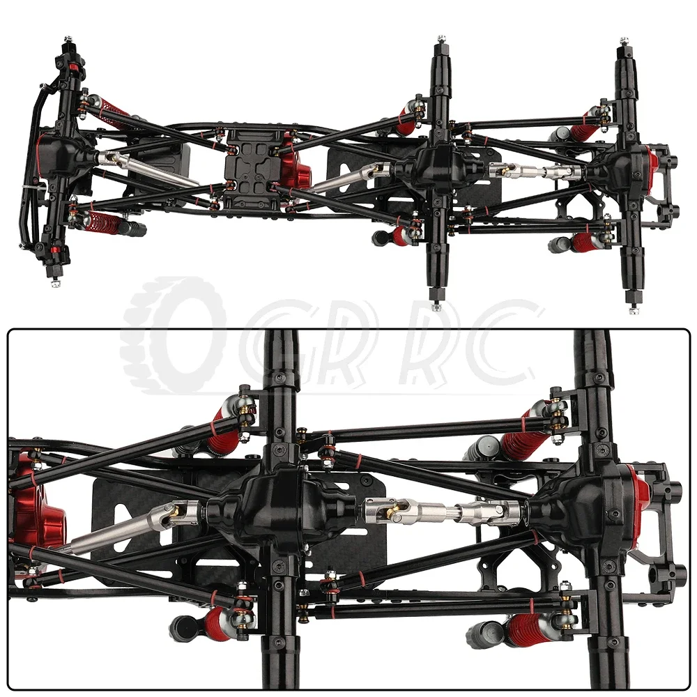 Aluminum Alloy Metal 6x6 RC Car Chassis Frame with Front Middle Rear Axles Gearbox DIY for Axial SCX10 1/10 RC Crawler Car Parts