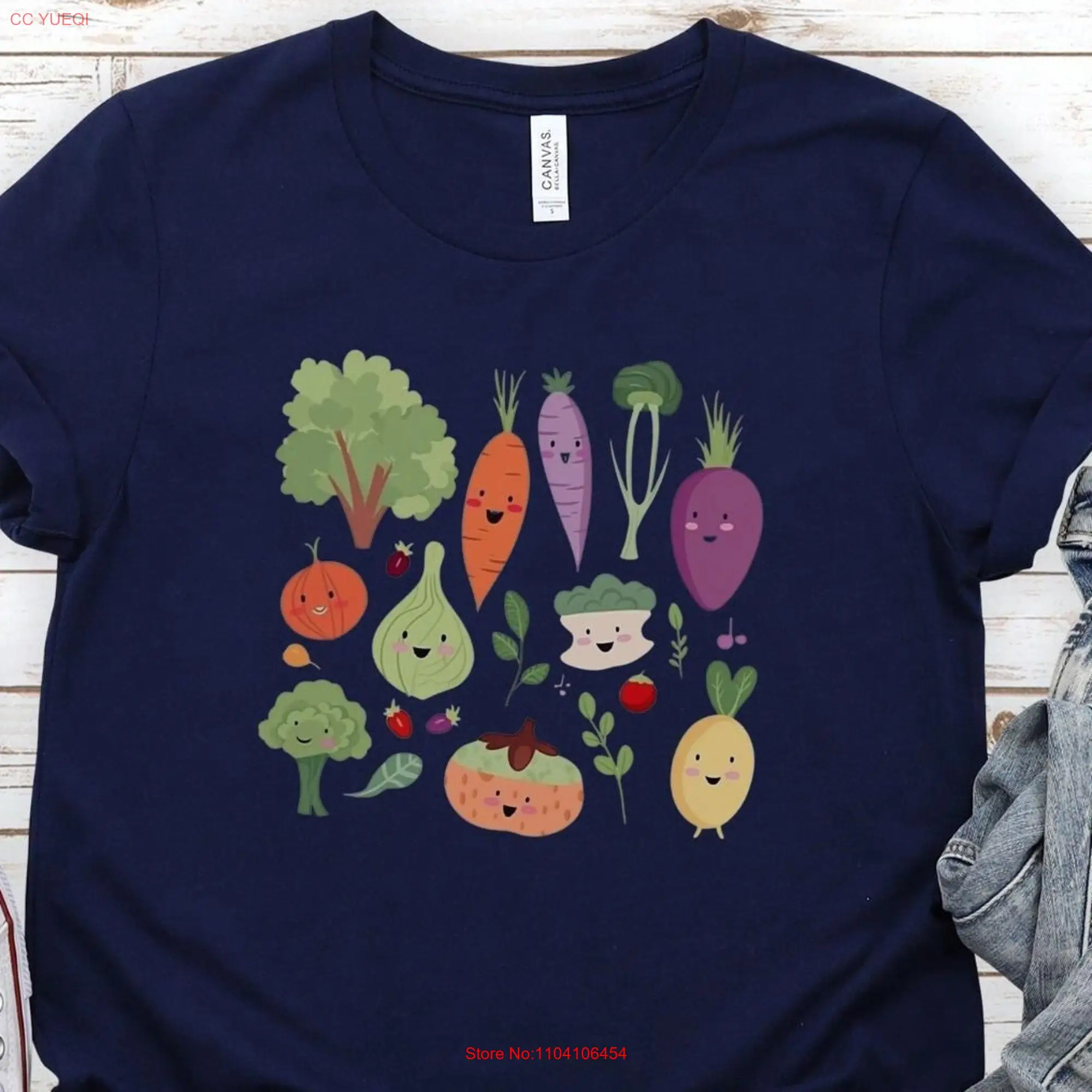 Cute Veggies T Shirt Fun Vegetables Veggie Vegetarian Vegan long or short sleeves