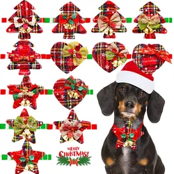 20PCS Adjustable Dog Collars Christmas Classical Plaid Dog Bow Ties Pet Supplies Bowties For Dogs Pet Grooming Accessories