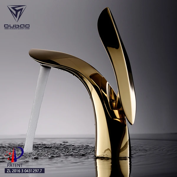 

OUBAO New Design Hotel Luxury upc Golden Single Handle Bathroom Basin Faucet