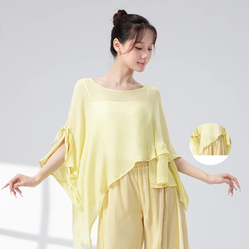 Women Casual Loose T-Shirts Jazz Dance Modern Dance Cover Up Latin Dance Clothes Ballroom Rumba Tops Practice Stage Costume