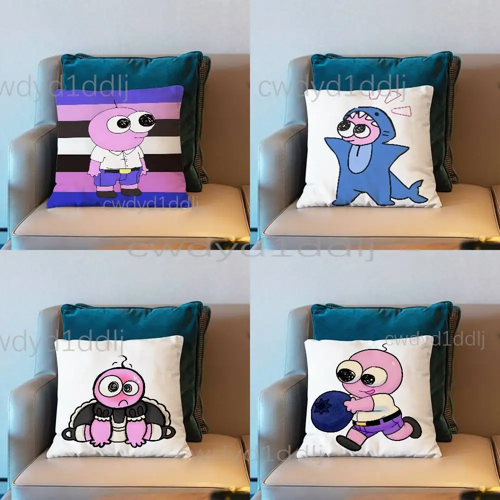 

S-Smiling Friends Pim Pillow Case Short Plush Sofa Decorative Gift Home Double-sided Printing Cushio