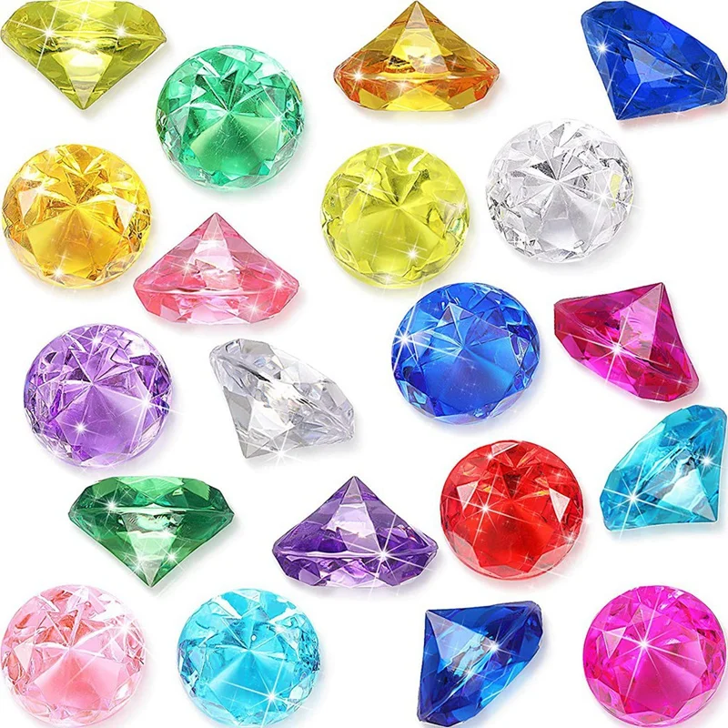 40Pcs Diving Gem Pool Toys includono diamanti colorati Set Dive Toy scrigno del tesoro giocattolo per il nuoto subacqueo Gem Pirate Box