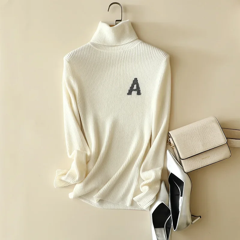 ribbed knit jacquard 100% cashmere jumper women winter new warm knitwear