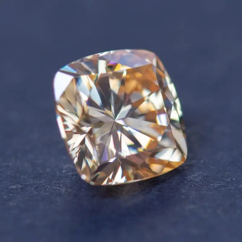 Moissanite Champagne Primary Color Square Cushion Cut for Jewelry Making DIY Necklace Earrings Materials with GRA Certificate