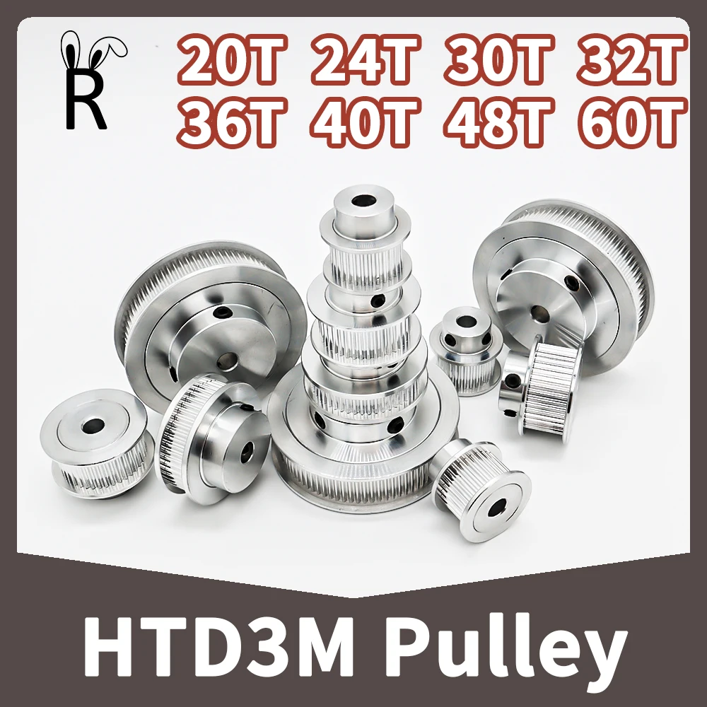 HTD3M Pulley 3M 20T 24T 30T 32T Timing Pulley 3M 36T 40T 48T 60T Synchronous Wheel 20Teeth 24teeth 30teeth 40teeth HTD 3M Pulley