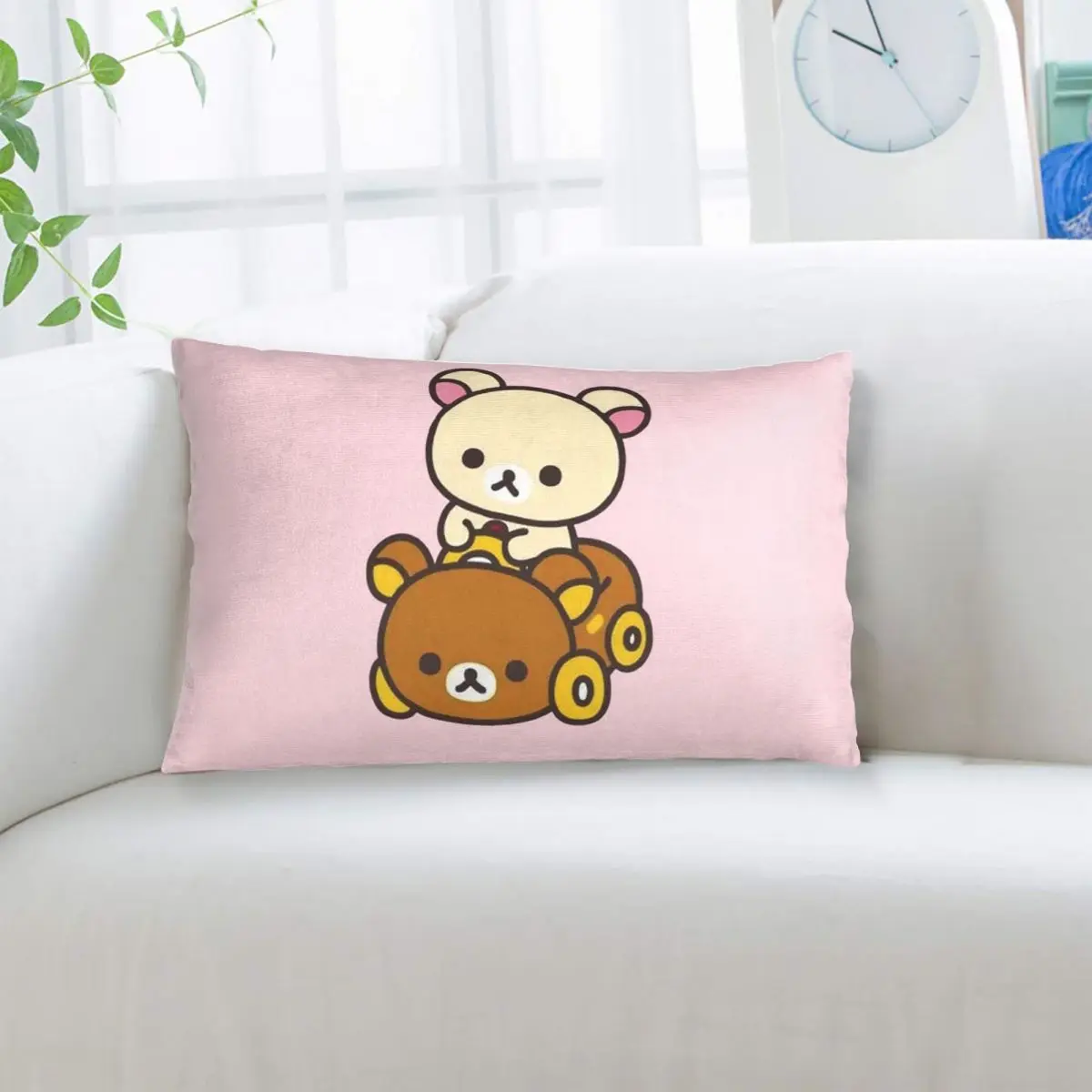 Korilakkuma Driving A Rilakkuma Car Rectangle Pillowcase Cushion Cover Decor Bedroom Bed Home Comfort Throw Pillow