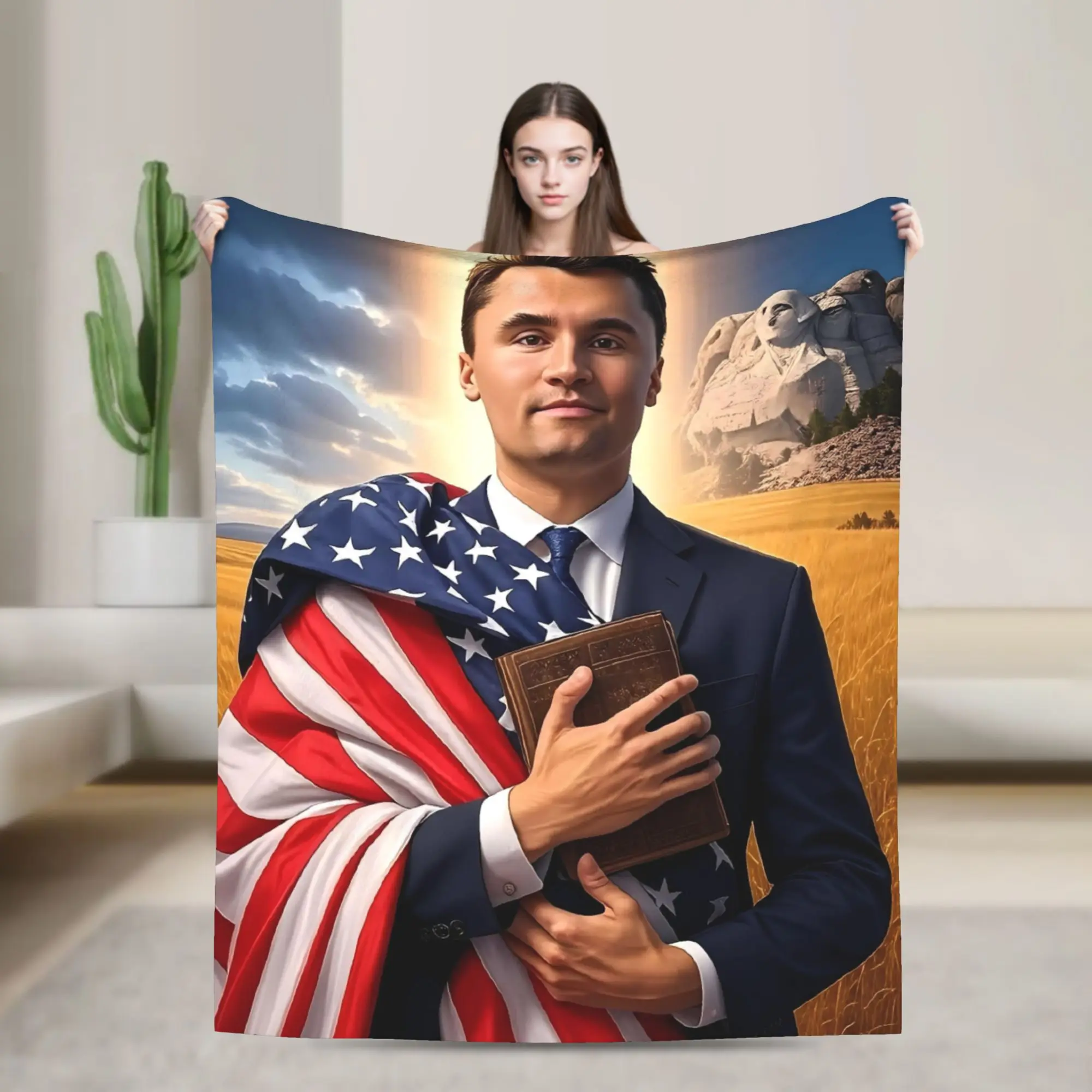 Descanso na paz charlie Kirk legends cobertor macio engraçado pelúcia lance cobertor para acampamento ao ar livre colcha de flanela capa de cama