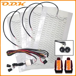 Car Seat Heater Universal 12V Carbon Fiber Car Heat Pads 3 Level Heated Round Cushion Switch Kit Winter Warmer Seat Cover Set