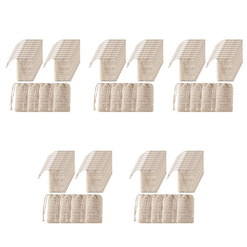 250Pcs Shower Bath Sisal Soap Bag Natural Sisal Soap Bag Exfoliating Soap Saver Pouch Holder