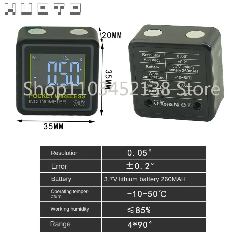 New Miniature Pocket Inclination Box Electronic Digital Display Bluetooth Inclinometer Angle Meter Declinometer