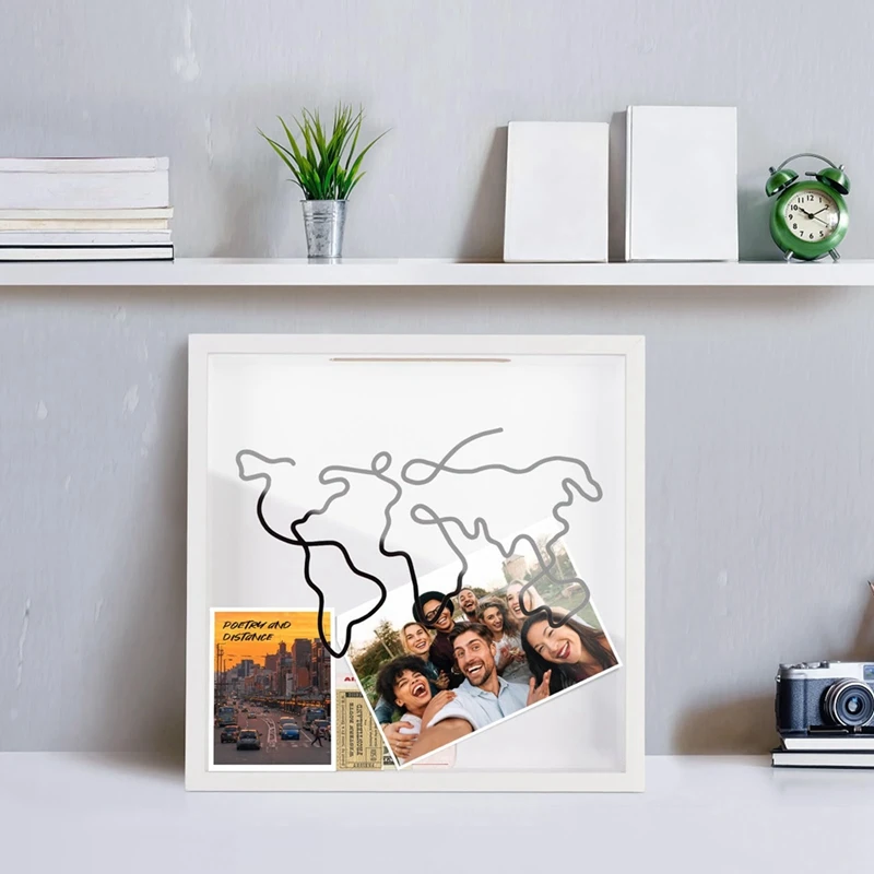Adventure Archive Box Travel Shadow Box Ticket Shadow Box With Slot, Memory Boxes For Keepsakes-B