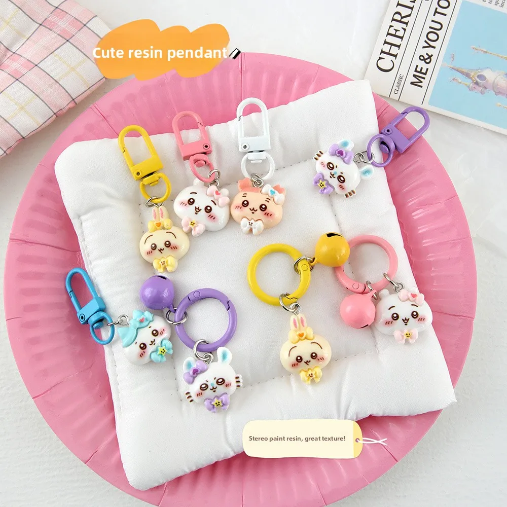 Cartoon jiyi Cute Bow Tie Hachiware Usagi Key Chain Pendant Couple Best Friend Bag Pendant High-looking Girl Heart Key Ring view 4