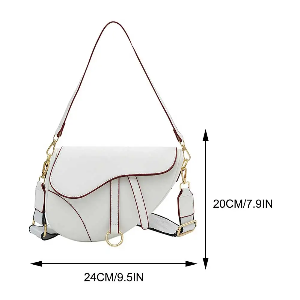 PU Leather Small Crossbody Bag Two Straps Women Fashion Sling Bag Saddle Shoulder Bag Stylish Satchel Bags Ladies Top Handle Bag