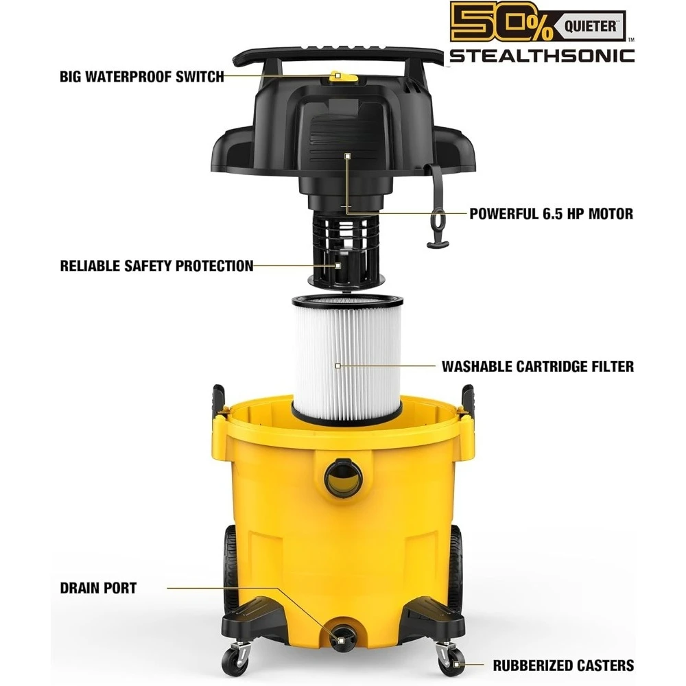 أدوات كهربائية/9 جالون مكنسة بولي شوب فائقة الهدوء رطبة/جافة، DXV09P-QTA للحد من الضوضاء للمتجر، مكنسة متجر شديدة التحمل #3