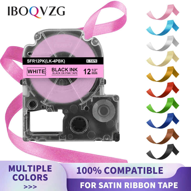 

IBOQVZG 12mm Satin Ribbon Label Tape for Epson SFR12BK SFR12PK SFR12KZ SFR12NZ SFR12GZ SFR12RZ SS12KW for gifts wrapping LW-300