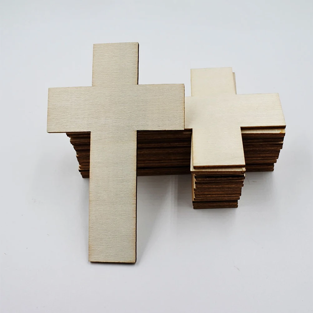 

50 Pcs Ornament Wooden Cross Painted DIY Small Crosses Ornaments Craft Supplies Unfinished Child